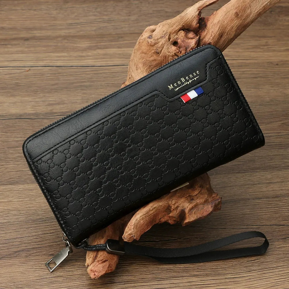 Men's Fashionable Zipper Wallet with Handheld Design