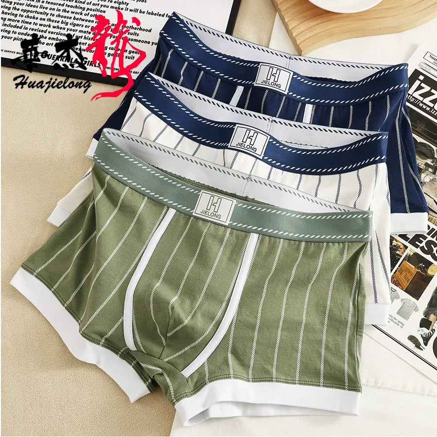 New Striped Cotton Boxer Briefs( Set of 03)
