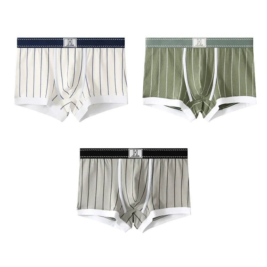 New Striped Cotton Boxer Briefs( Set of 03)