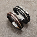 Multi-layered Men's Leather Bracelet