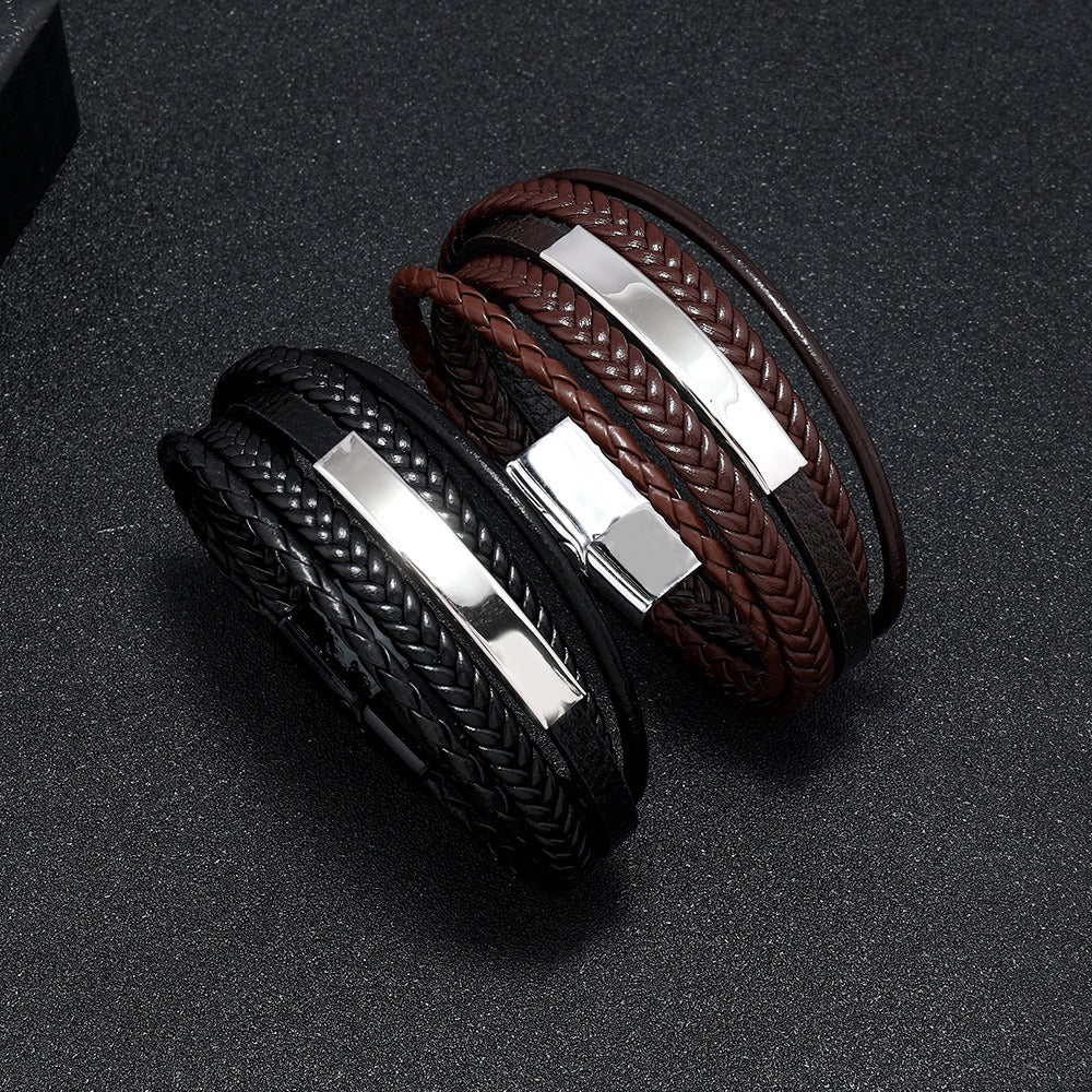 Multi-Layer Braided Men's Leather Bracelet