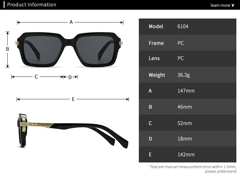 Retro Double Beam Square Frame Sunglasses