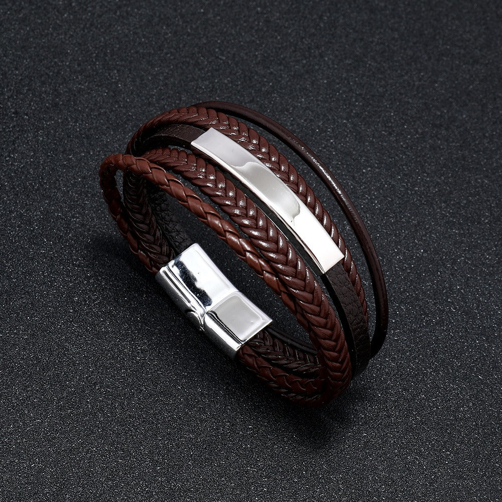 Multi-Layer Braided Men's Leather Bracelet