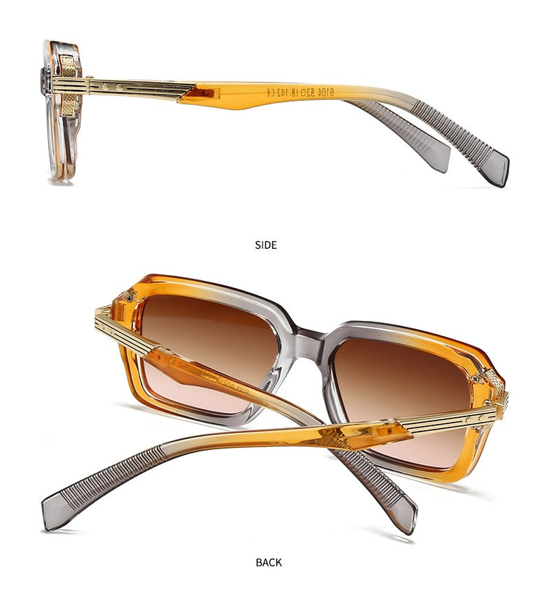 Retro Double Beam Square Frame Sunglasses