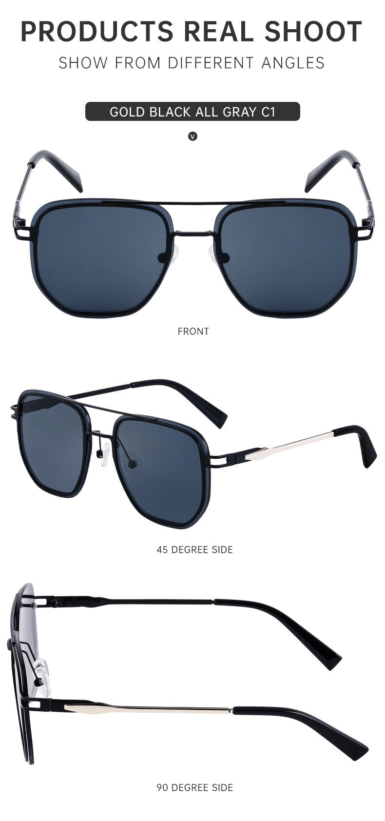 Kajira Square Frame Trim Sunglasses