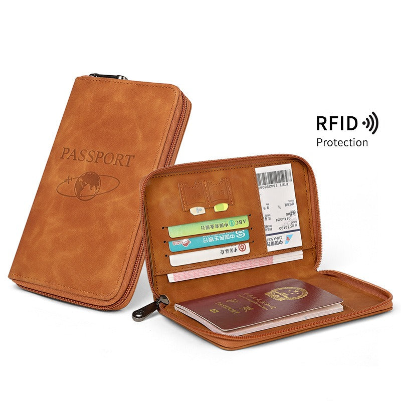 RFID Blocking Zippered Passport Organizer
