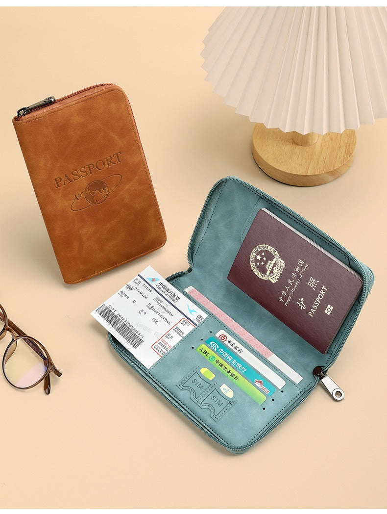 RFID Blocking Zippered Passport Organizer