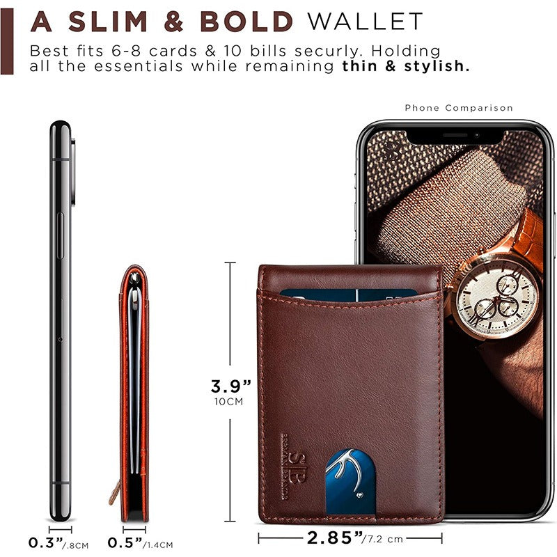 Solid Color Sleek Leather Card Holder