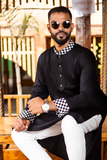 Stylish Neck Black Soft Cotton Premium Panjabi