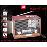 USB Solar Energy Portable Retro FM Radio With Bluetooth Wireless Speaker