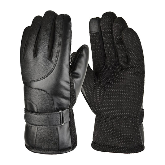 Windproof PU Leather Winter Gloves
