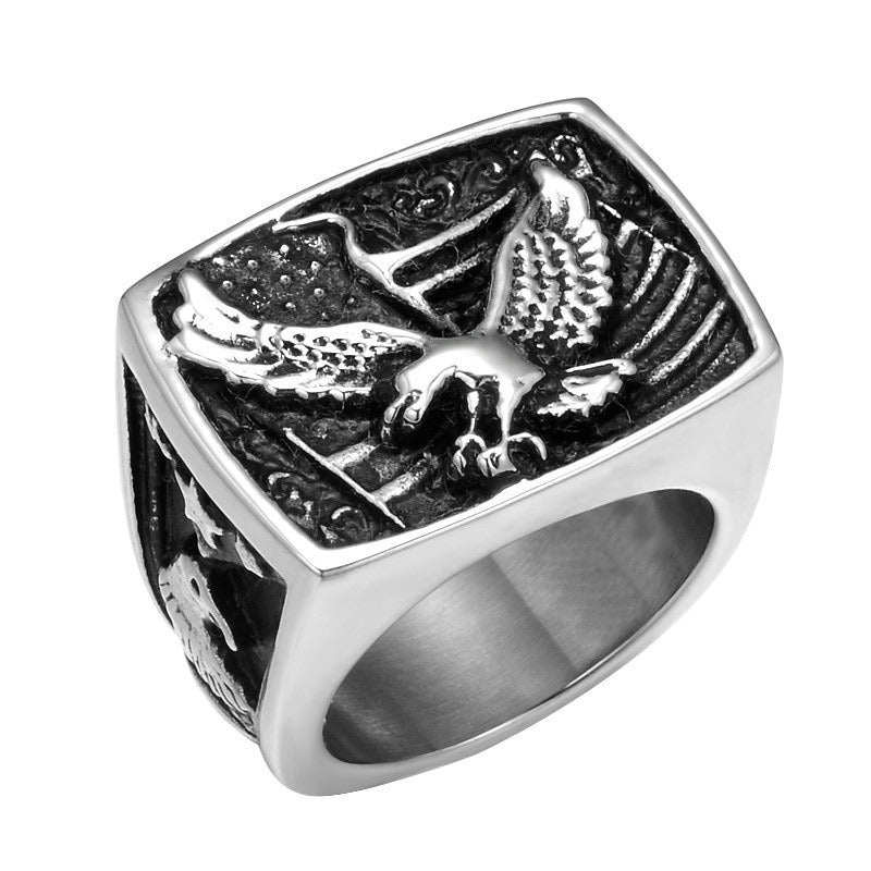 Retro stainless steel men's ring