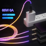 RGB colorful 3 In 1 mobile phone data cable