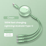 100W 3 In 1 Retractable Fast Charging Cable