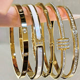 18K Stainless steel gold plated bracelet set