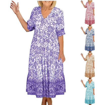 Summer Soft Touch Floral V-Neck Dress