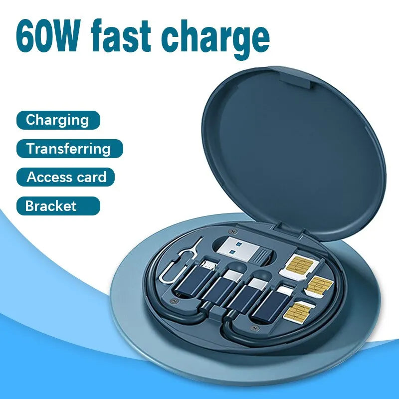 5-in-1 Fast Charging Data Cable Storage Box