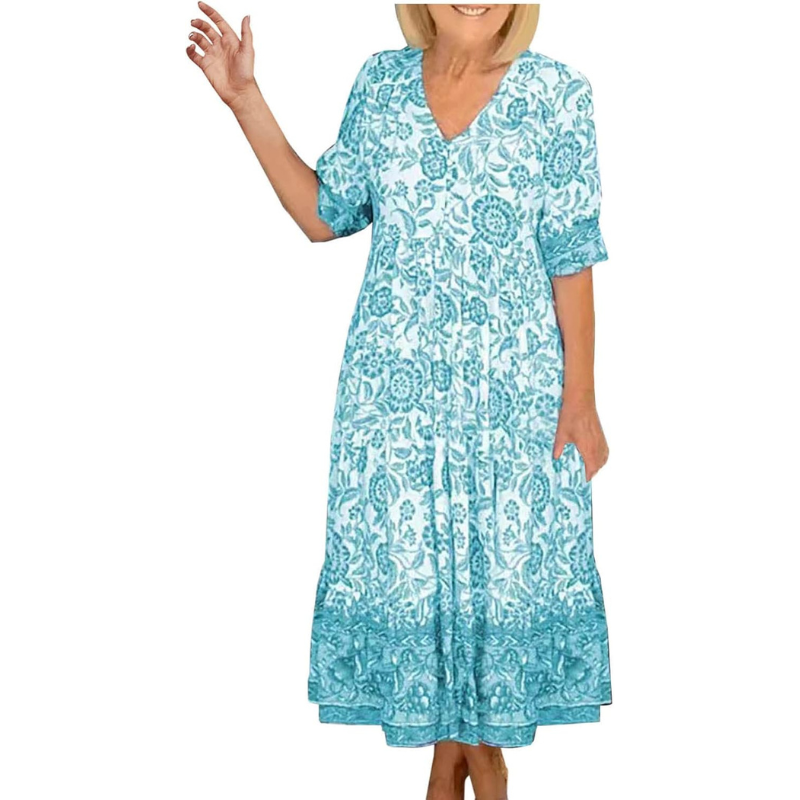 Summer Soft Touch Floral V-Neck Dress