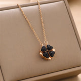 Gold Plated Folding Four-leaf Clover Necklace