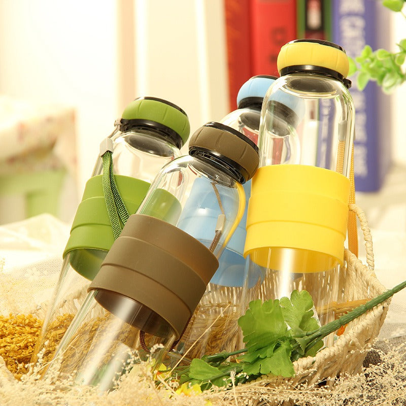 Transparent Glass Sports Water Bottle