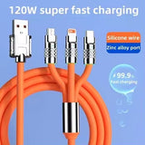 Head Rotating 120W 3 in 1 USB Data Charging Cable