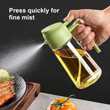 500ml 2-in-1 Glass Oil Sprayer Dispenser with Auto-Lid