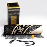 1 pcs Premium Boxed Prayer Mat Black with Tasbeh and Attar combo pack