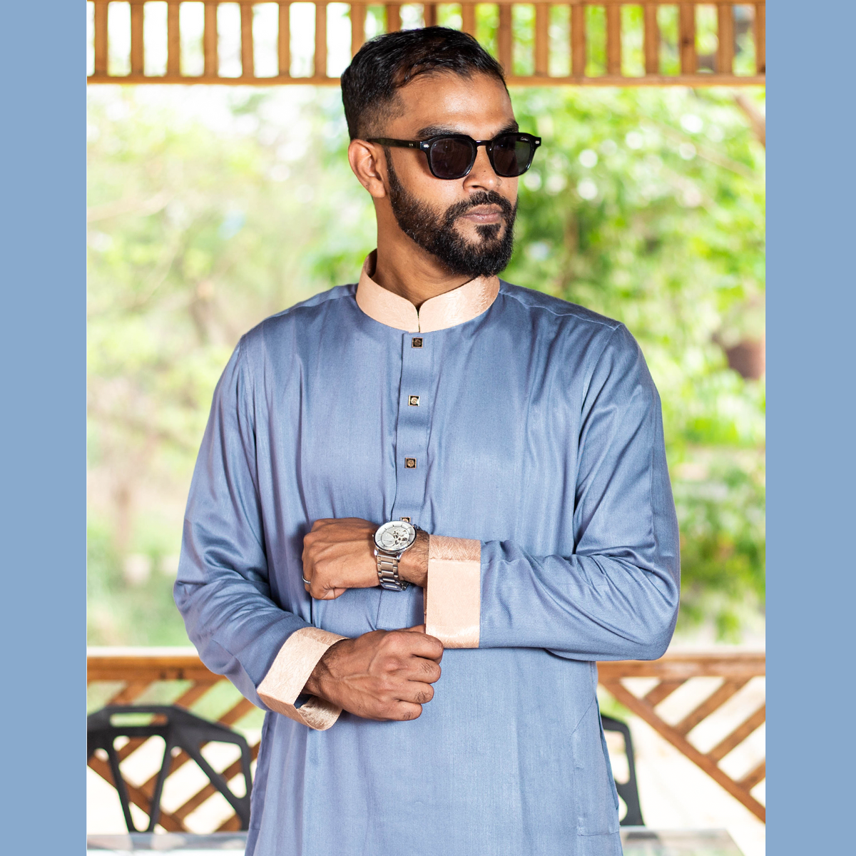 Light Gray Solid Color Premium Panjabi