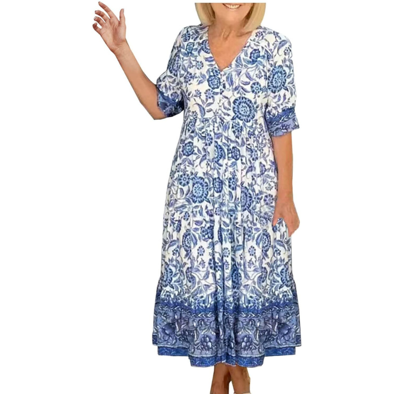 Summer Soft Touch Floral V-Neck Dress