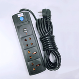 Dual USB Multiplug 4 Port Extension Socket