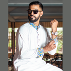 Designed Neck Pure White Premium Panjabi