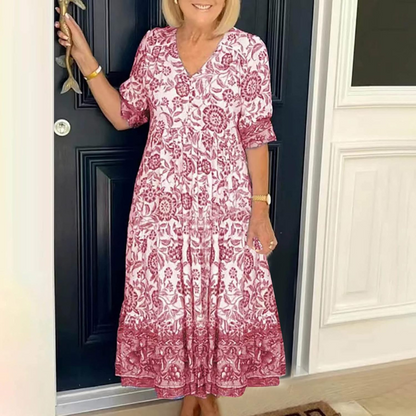 Summer Soft Touch Floral V-Neck Dress
