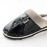Mens PU Leather Warm Winter House Slippers