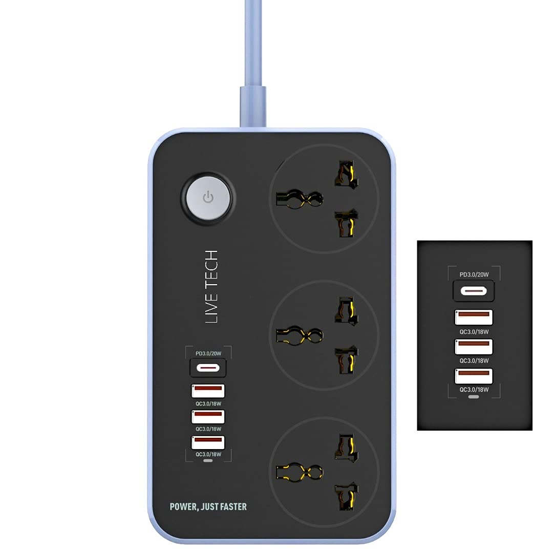 Maxline 3 Socket & 4 USB With Lightning Port Fast Charging Multiplug