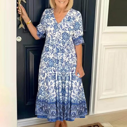 Summer Soft Touch Floral V-Neck Dress