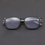 Square wood grain temples retro black frame glasses