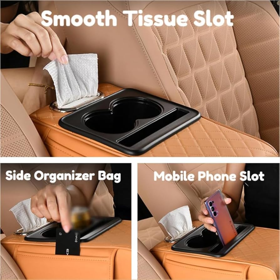 Car Multifunctional Armrest Box With Tissue