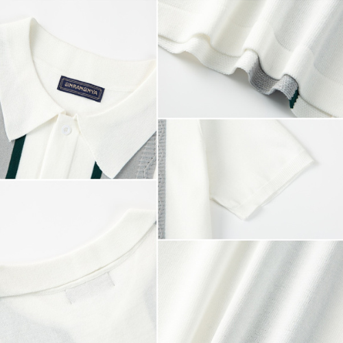 Men's summer new pullover casual striped polo shirt