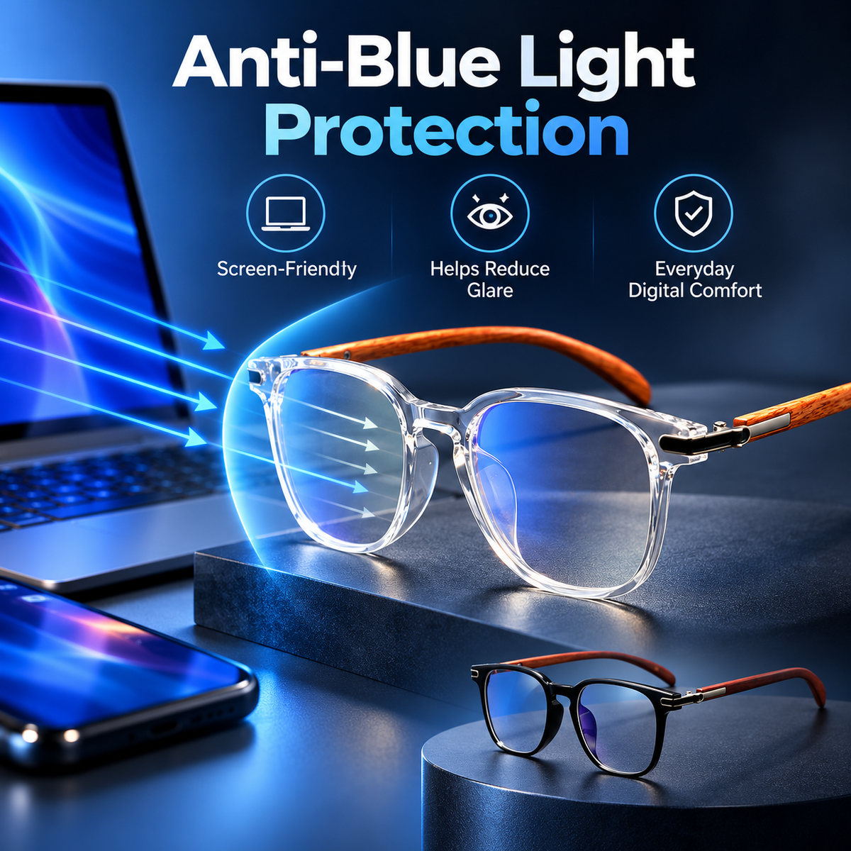 VistaWood Retro Anti-Blue Optical Glasses