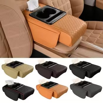 Xoyoeif Car Armrest Cushion, 5-in-1 Center Console Cover With 2 Storage Bags Cup Holder, Tissue Box Slot, Phone Slot For Car Sedans, Car Accessories Interior