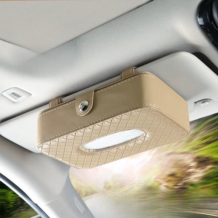Leather Type Car Sun Visor Tissue Box Holder