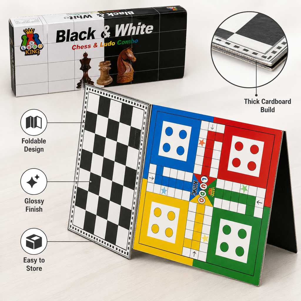 2-in-1 Foldable Chess & Ludo Game Board