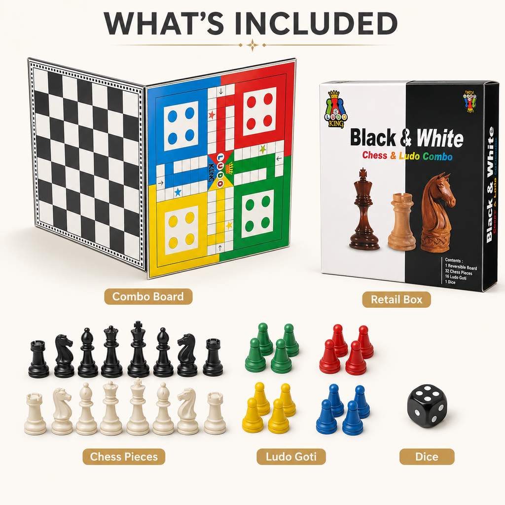 2-in-1 Foldable Chess & Ludo Game Board