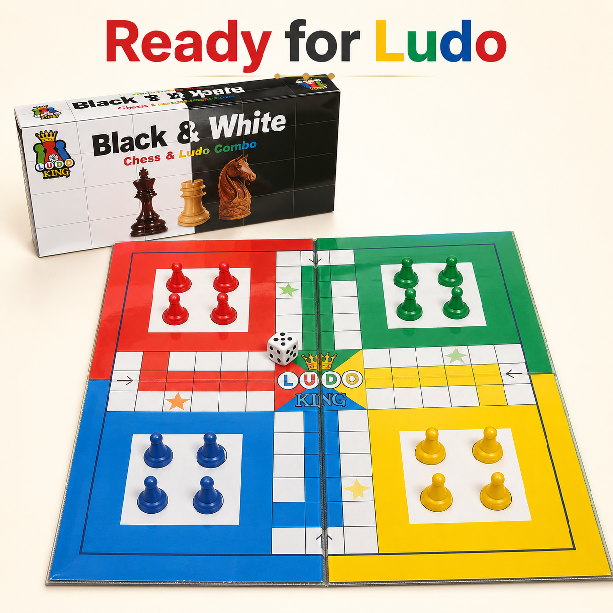 2-in-1 Foldable Chess & Ludo Game Board
