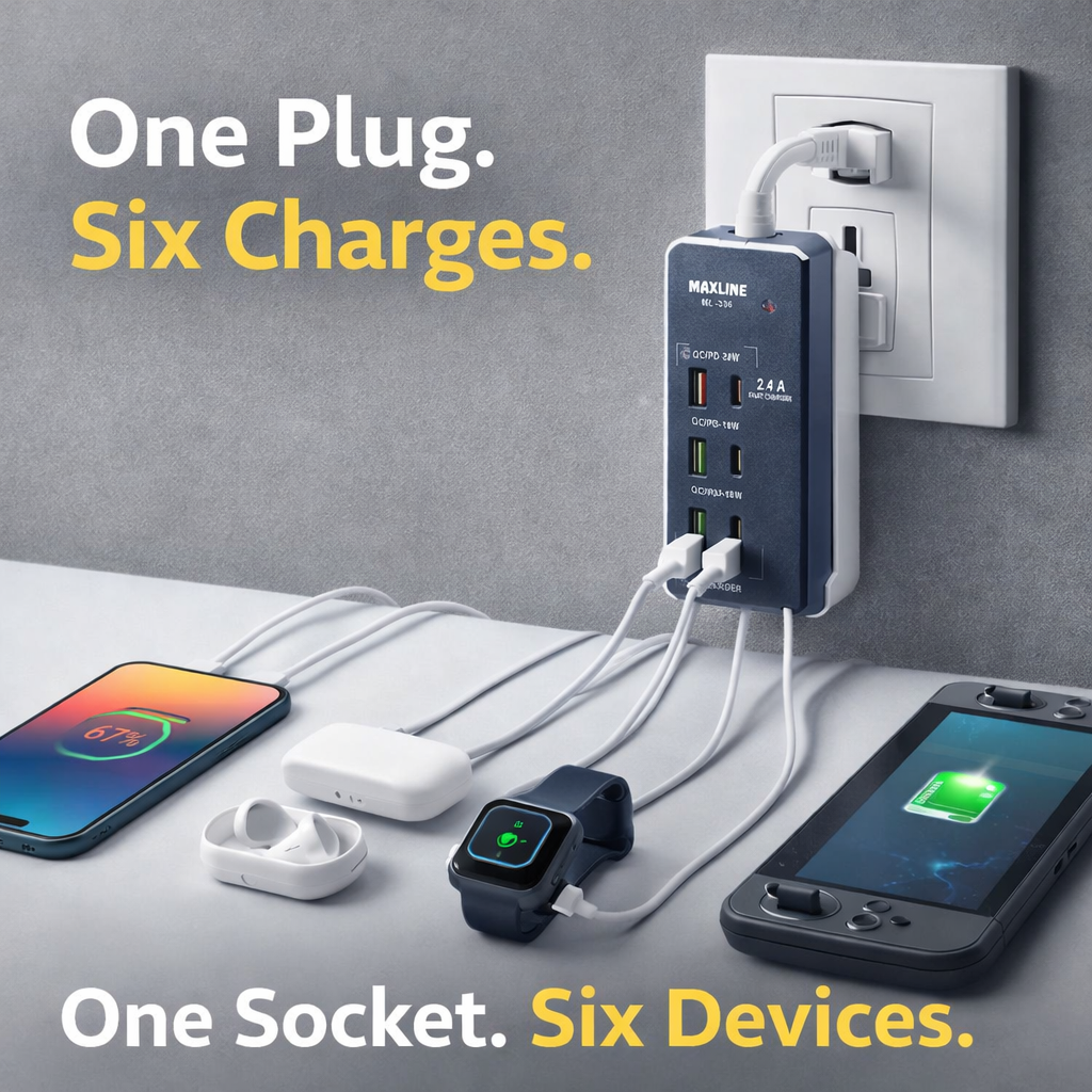 Maxline 6 USB Travel super Fast Charger Multi-Plug