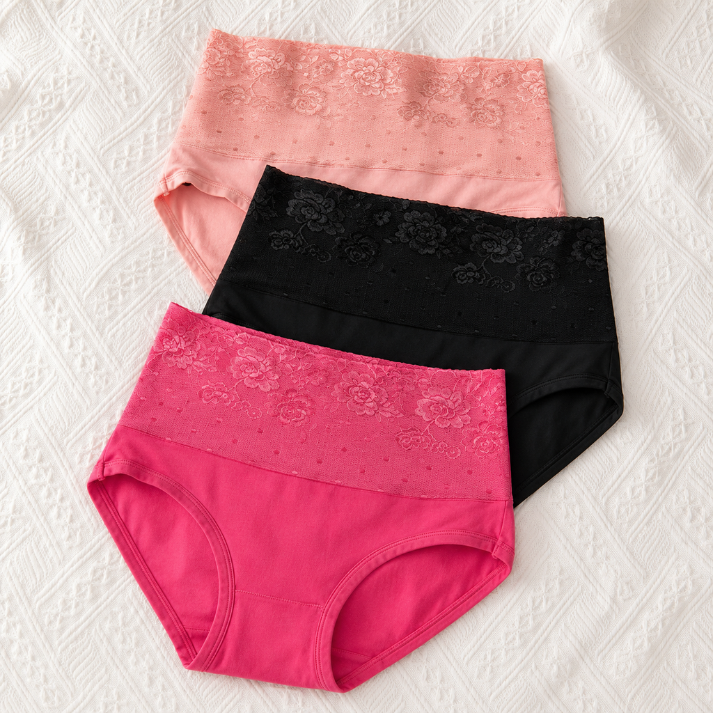 Elegant Floral Soft Fit Panty ( Set of 3 ) Free Size