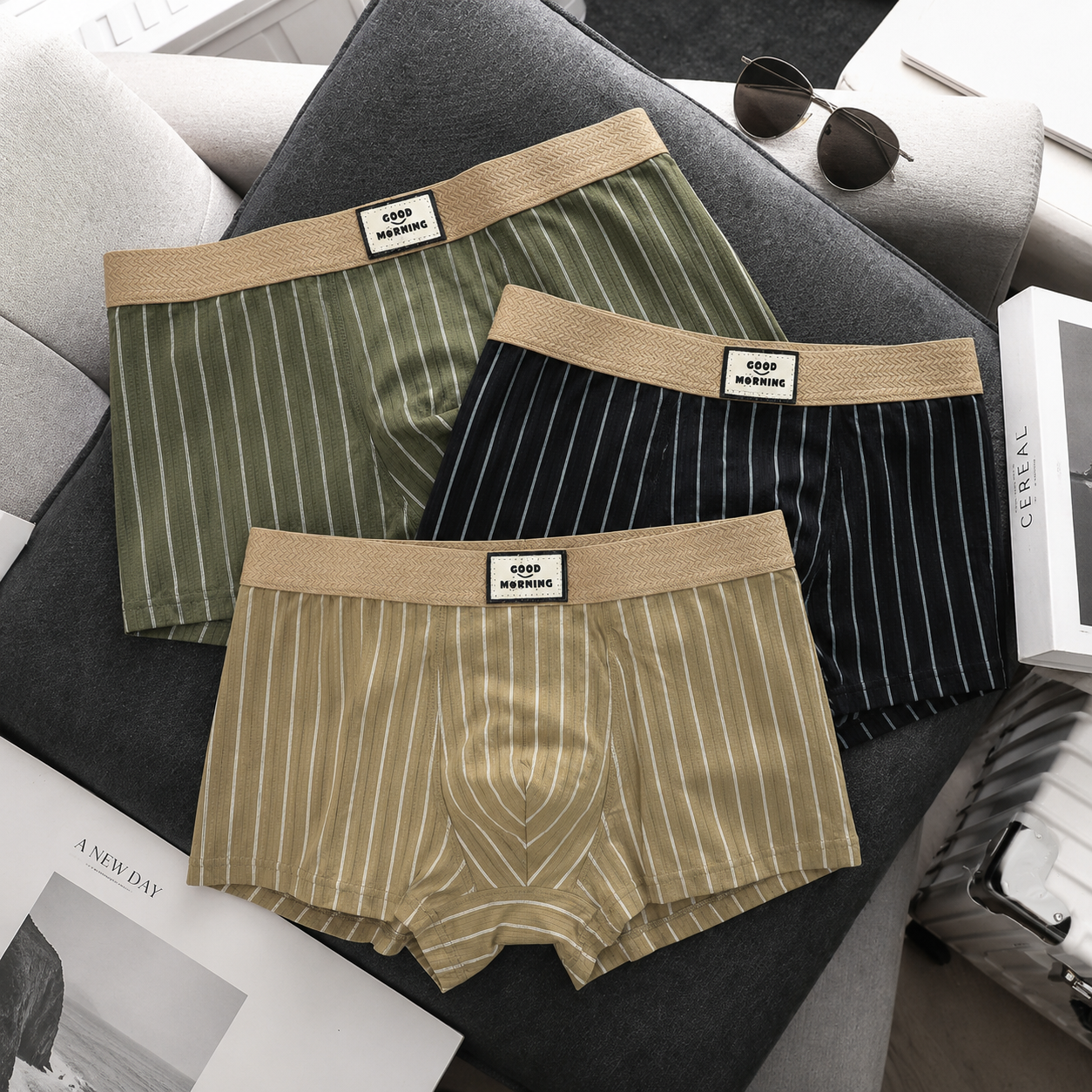Soft Breathable Ice Silk Boxer  ( Set of 3 )