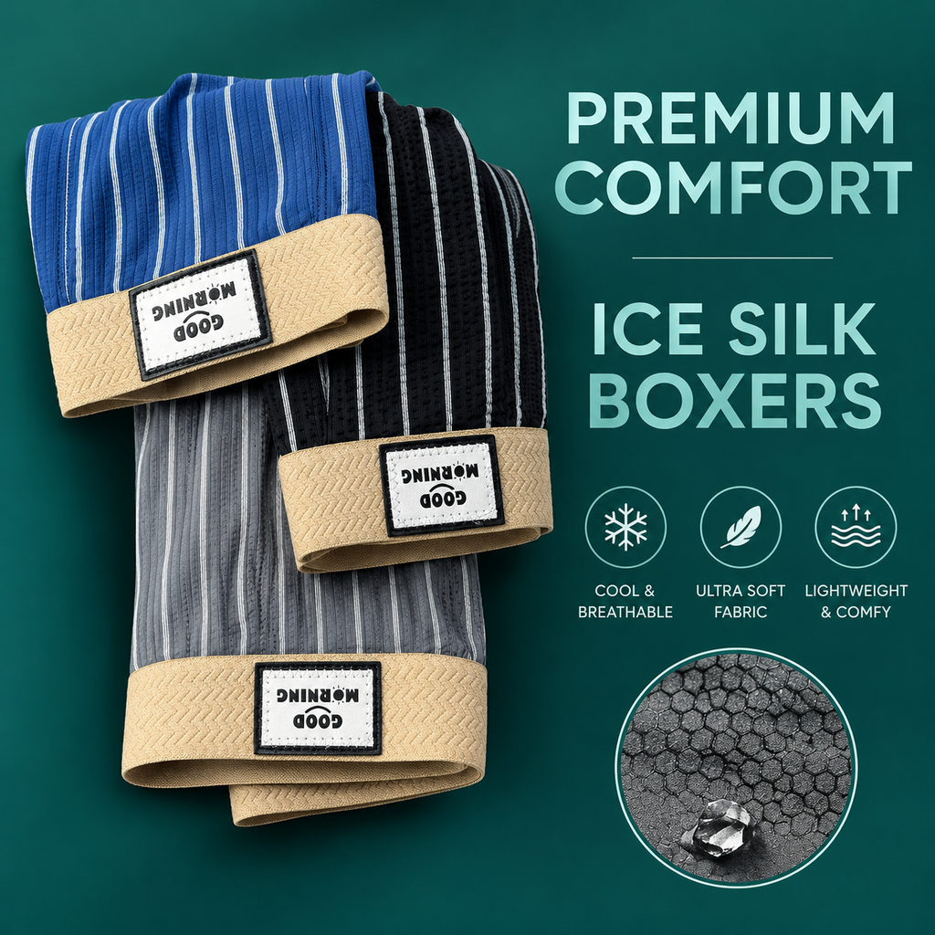 Soft Breathable Ice Silk Boxer  ( Set of 3 )