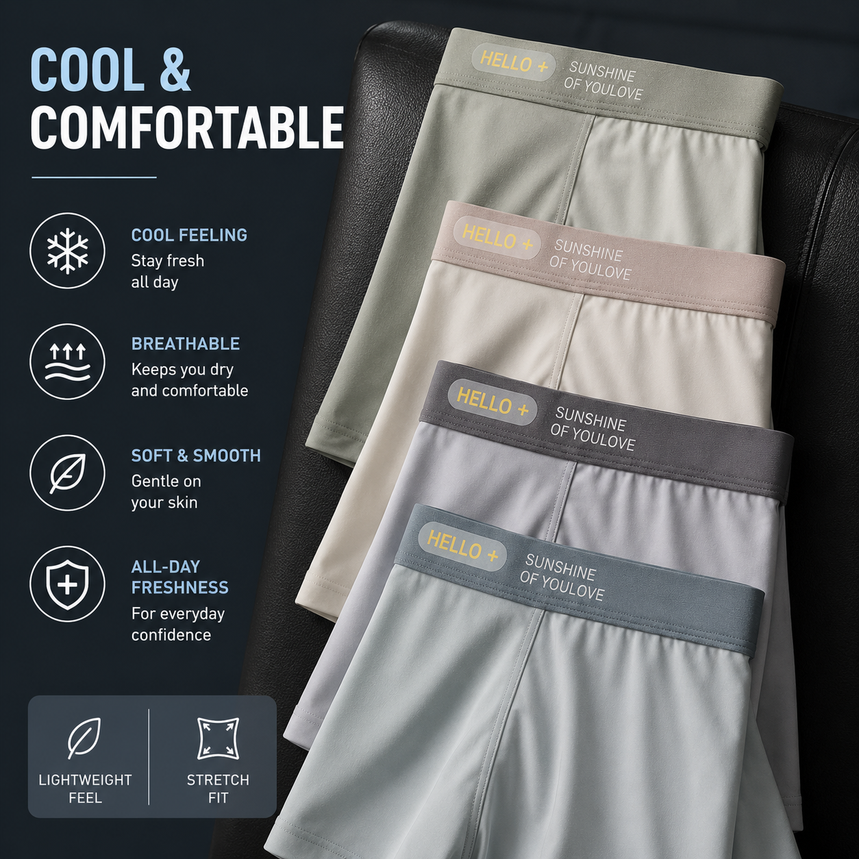 Men's Ice Silk Breathable Boxer ( Set of 4 )