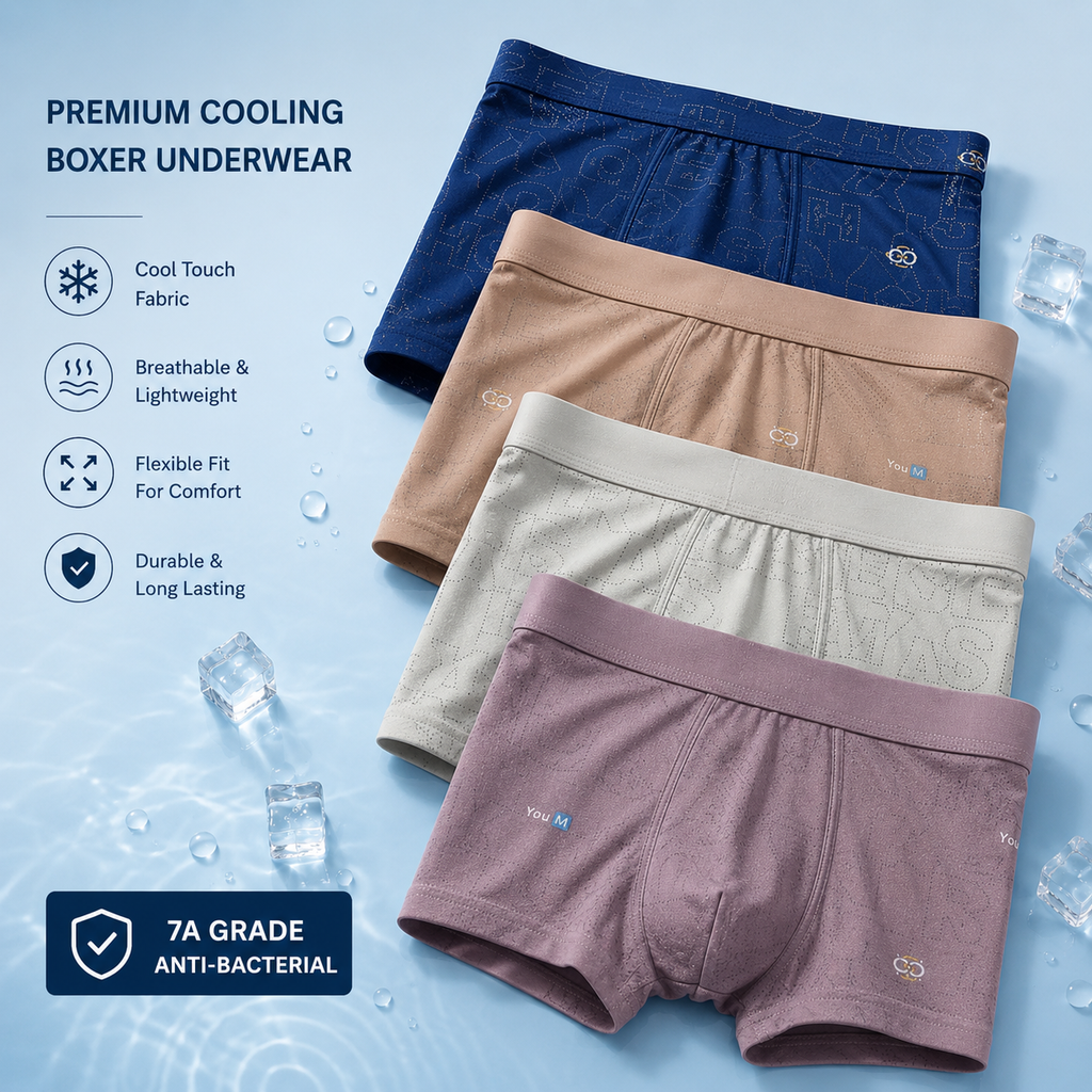 Premium Cooling Ice Silk Boxer Trunks ( Set of 4 )